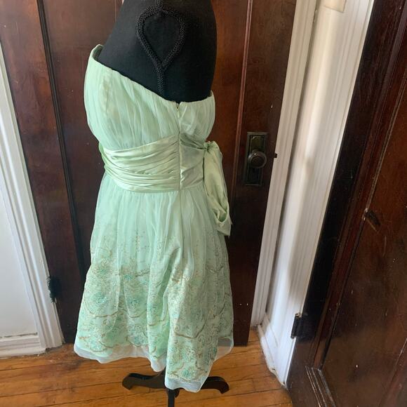 Morgan& Co Light Green Fairy FairyCore Strapless Gown Prom Dress Sz 11/12 Tulle - Picture 13 of 16